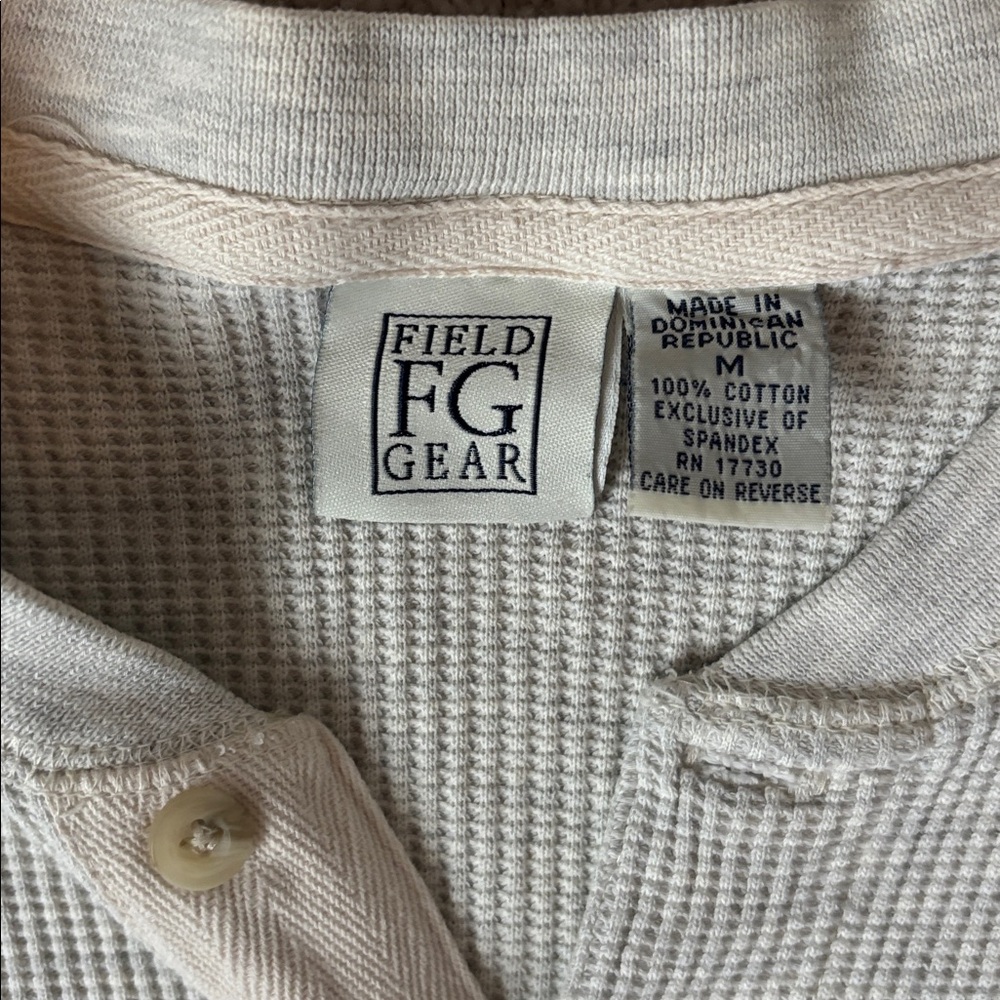 100% Cotton Waffle Knit Henley - Picture 2 of 4
